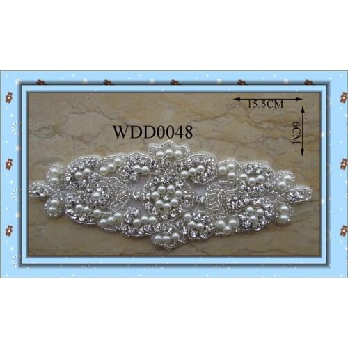 10pcs) Rhinestone pearl applique handmade beaded sewing DIY iron on dresses WDD0048