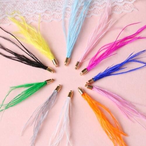 12pc/lots L9cm Colorful Natural Feathers Ostrich Plumes Tassels Pendants For Crafts Women Earrings Jewelry Making Diy Decoration