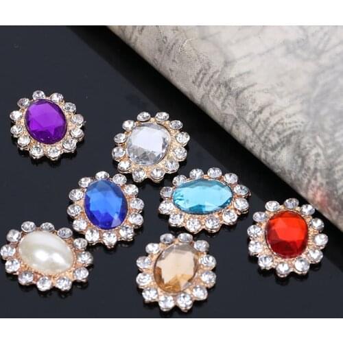 2015New 100Pcs Oval Acryl Rhinestone Flatback Buttons for Embellishment phone case and DIY hair accessoriess ZJ193