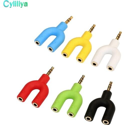 300pcs New 3.5mm Double Jack Adapter to Headphone for MP3 Player Earphone Splitter Adapter