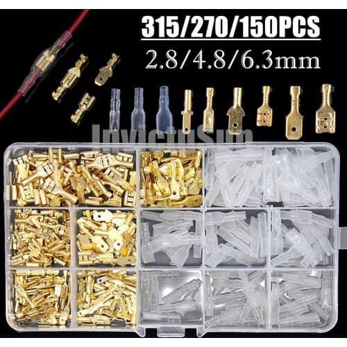 315/270/150pcs 2.8/4.8/6.3mm Crimp Terminals Insulated Seal Electrical Wire Connectors Crimp Terminal Connector Assortment Kit