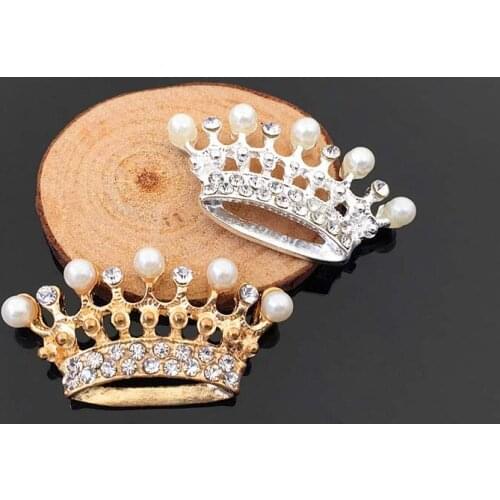 50pcs Pearl Crystal Flatback Rhinestone Appliques Princess Crown Hairpin Hair Clip Accessories Brooch Invitation Embellishment
