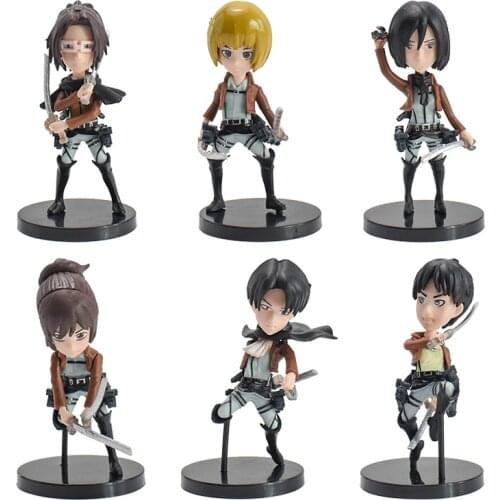 6pcs/set Attack On Titan Anime Figure Levi Ackerman Action Figure Standing Posture Ver. Eren Yeager Model Dolls Figurine Toys