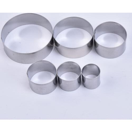 6pcs Stainless Steel Cake Cutter Baking Cake Decorating Tools Kitchen Stuff Round Shape Mold Mousse Ring Mold
