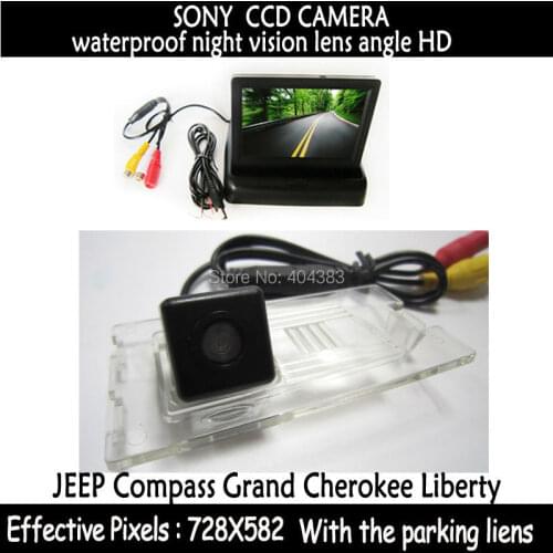 Car LCD Monitor 4.3" Foldable Color LCD Monitor + Backup Camera in Car Rear view Camera for JEEP Compass Grand Cherokee Liberty