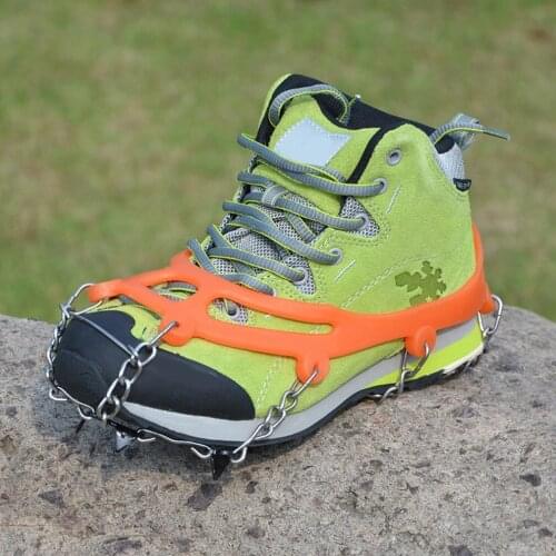 2021 New 18 Teeth Ice Snow Crampons Anti-Slip Climbing Gripper Shoe Covers Spike Cleats Stainless Steel Snow Skid Shoe Cover