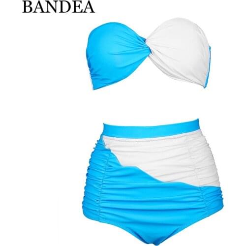BANDEA bikinis women high waist bikini set plus size swimsuit sexy bathing suit patchwork bandeau swimwear halter biquini 4XL