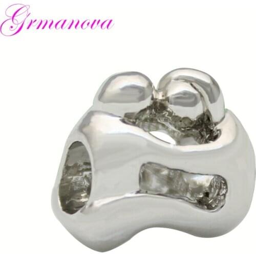 Valentines Day Couple Pendant European Big Hole Charm Beads Amulet Fit Pandora Bracelet Womens DIY Jewelry