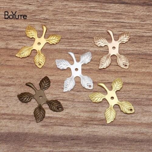 BoYuTe (100 Pieces/Lot) 21*18MM Metal Brass Leaf Pendant Floating Charms for Jewelry Making
