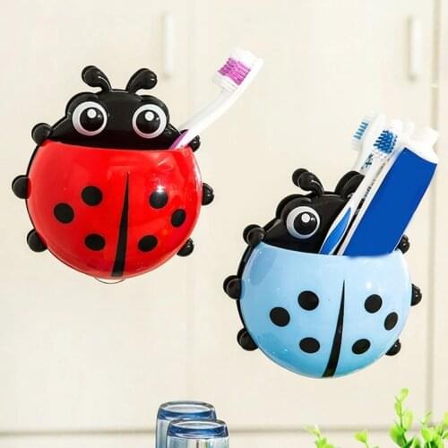 Cartoon Toothbrush Toothpaste WallSuction Shelf Rack Ladybug Animal Insect Toothbrush Holder Bathroom Shower Container Organizer