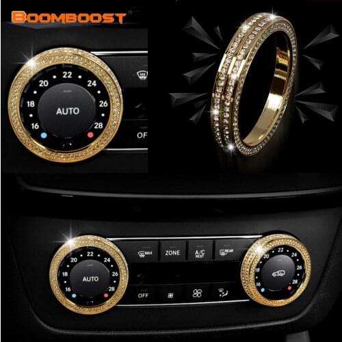 For B/enz GLE260 GLK300 CLS GL M GLS SLK SL G BOOMBOOST 2psc silver air conditioning knob rhinestone decoration large circle (2)