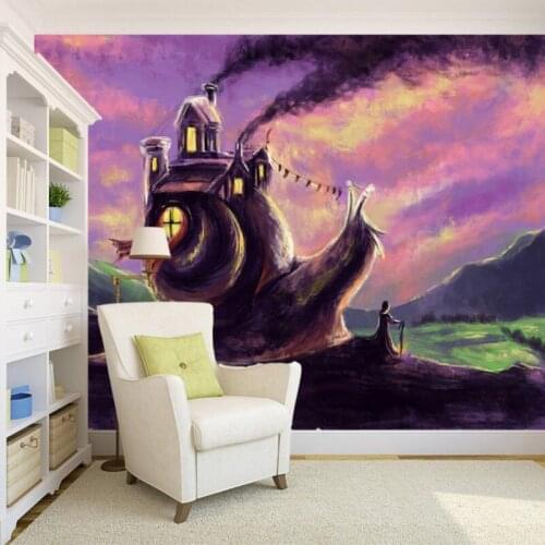 Photo wallpaper custonn restaurqant mural HD hand painted creative snail house mural living room TV backdrop wallpaper