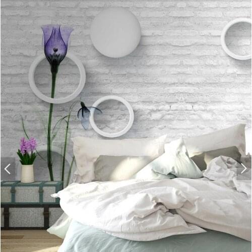 Photo Wallpaper 3D Brick Circle Ball Tulip Flower Abstract Art Wall Mural Wall Paper for Living Room TV Background Decor Murals