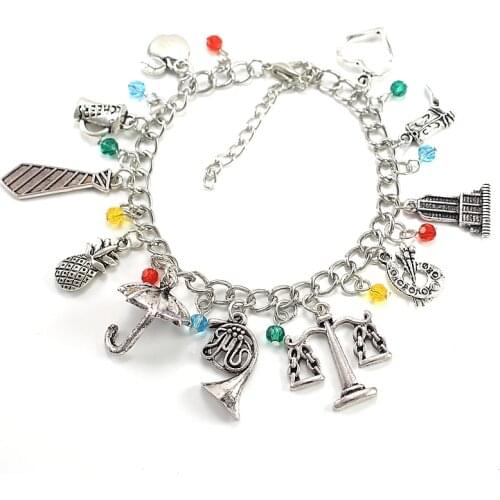 HIMYM How I Met Your Mother Charm Bracelet Trumpet Lamp Shoes Wristlet Accessories for Mum Gift Women Christmas Birthday Gift