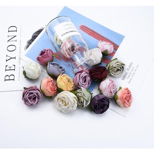 50/100 Pieces Artificial flowers cheap Buds roses wedding decorative flowers christmas decorations for home DIY gifts candy box