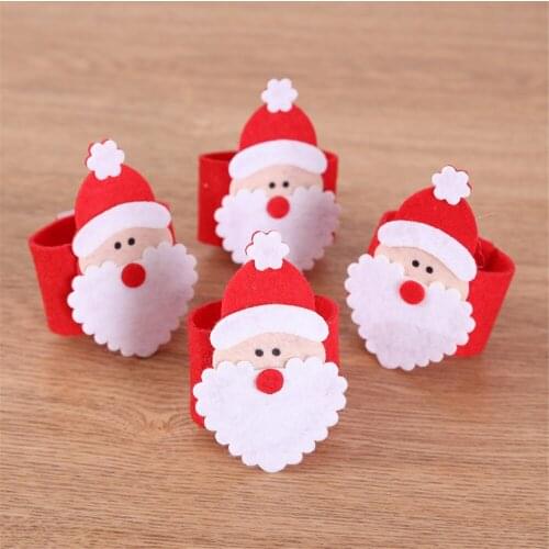 10 Pcs Cute Red Santa Claus Napkin Ring Christmas Ornament Home Decor Xtmas Decoration Accessories