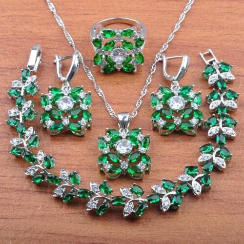 Russian Style Natural Cubic Zirconia Fashion Jewelry Sets For Women Accessories Earrings And Bracelet Set Christmas Gifts J360