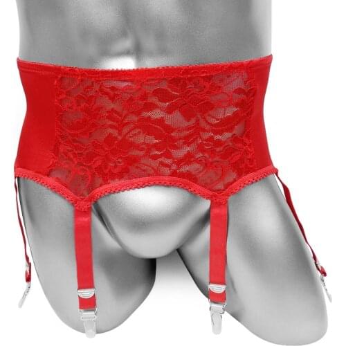 Sissy Floral Lace Garter Panties 6 Claws High Waist Mens Sexy Lingerie Thigh High Stocking Suspenders Sissy Panties Crossdresser