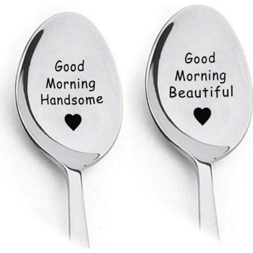 Stainless Steel Milk Coffee Spoons Dessert Ice Cream Fruit Spoon Teaspoon Accessories Tableware Gift for Valentines Day Wedding