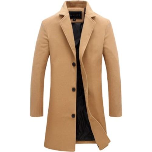Fashion Korean style trendy slim-collar mid-length trench coat 2021 latest mens slim-fit coat mid-length high-quality jacket
