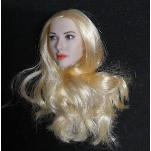 Custom 1/6 female figure head carving blonde for 12 inch action figure body