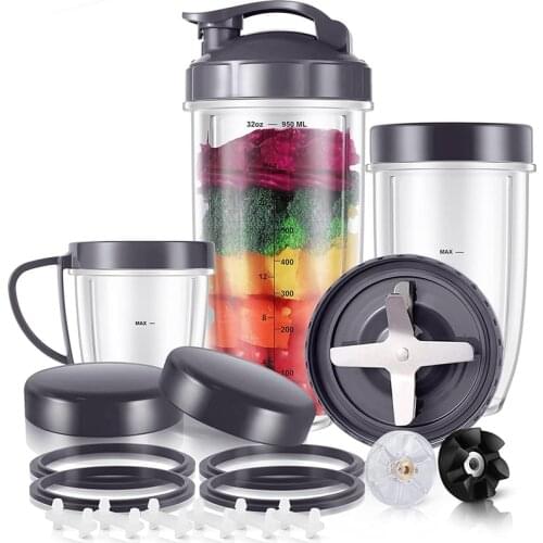 21-Piece 32/24/18OZ Cups and Extractor Blade Replacement Parts Kit for NutriBullet 600W/900W Series Accessories