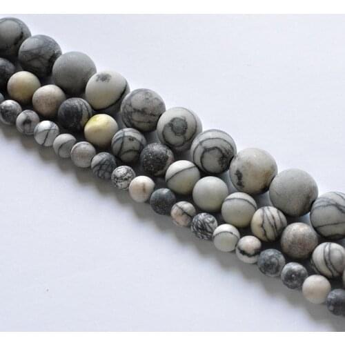 Natural Stone Matte Network Zebra Stripes Round Beads 4-12mm Wholesale Loose Beads for Jewelry Making DIY Free Shipping