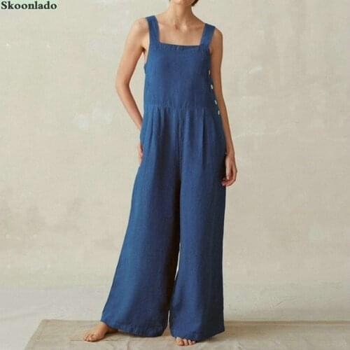 Newest summer women playsuit 100 cotton linen lady jumpsuit casual loose fashion women clothes linen jumpsuit original brand hot