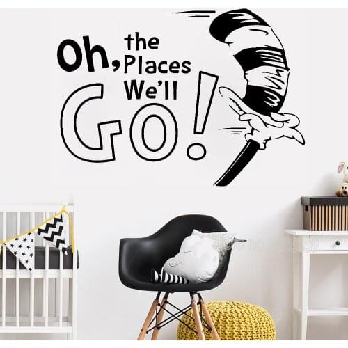 New Design Wall Sticker Quote Oh The Places You'll Go Art Vinyl Mural Modern Wall Stickers For Kids Room Home Decor Poster LC420