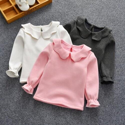 Good Quality Fall Winter Girls T-shirts Long Sleeve Cotton White T shirt for Girl Infant Baby Toddler Girl Shirts Kids Clothes