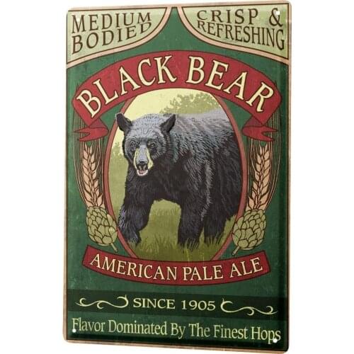 Beer Black Bear Beer Party Room Poster Funny Sign Tin Art Wall Decor Vintage Aluminum Retro Metal Tin Sign Painting Sign 20x30cm