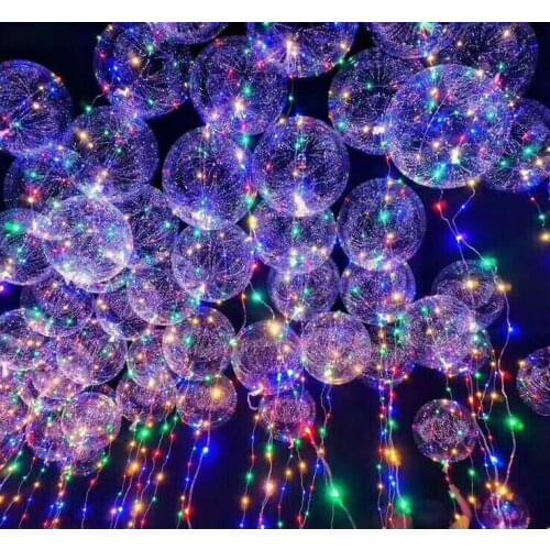 Clear PVC Bubble Balloon With Led Strip Copper Wire Luminous Led Linght Balloons For Wedding Decorations Birthday Party Supplies