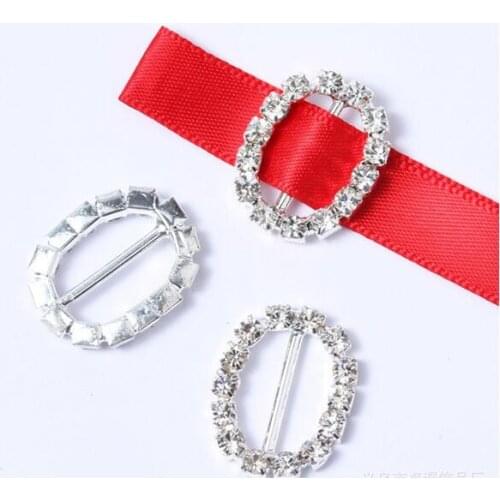 Vintage Silver Round Buttons Sliders Crystal Rhinestone Buckle Invitation Ribbon Slider For Bags Wedding Decoration Jewelry Z103
