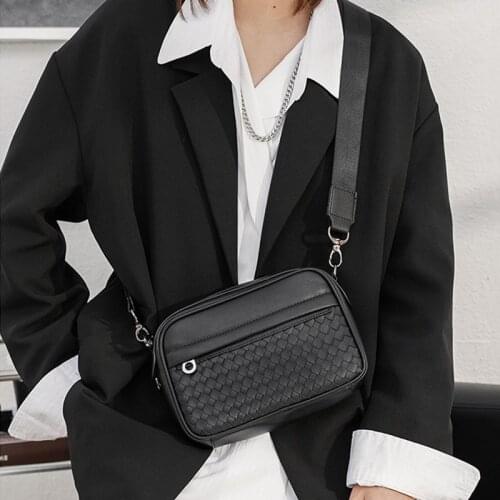 Luxury Weave Leather Shoulder Bag for Men 2021 New Crossbody Bags Fashion Business Bags Male Designer Trend Handbags iPad Purse