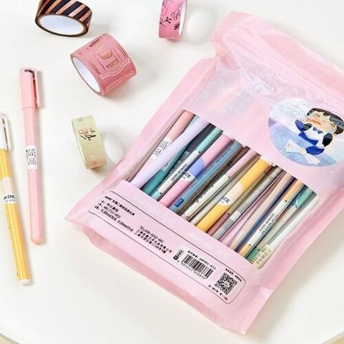 30 pcs/Bag Gel Pen 0.38mm Needle Black Ink Pen School Supplies Office Supplies Kawaii Stationery Pens for Students Gel Pens