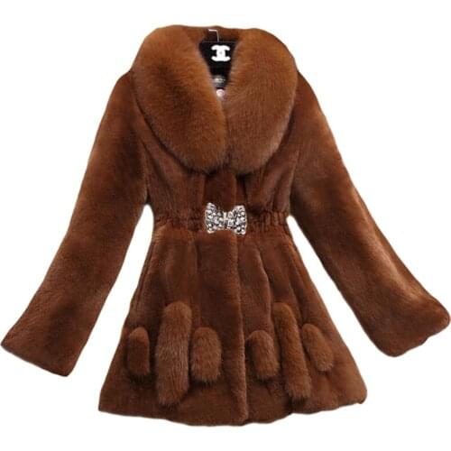 New Autumn Winter Plus size Women Fashionable Fur Coat Womens Artificial Fox Fur Long Section casual Mink Fur Coats 6XL F881