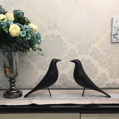 Nordic Style Bird Shape Statue Decor Cute Resin Statue Display Prop Bird Wooden Craft Home House Bobo Feeder Artificial Decor