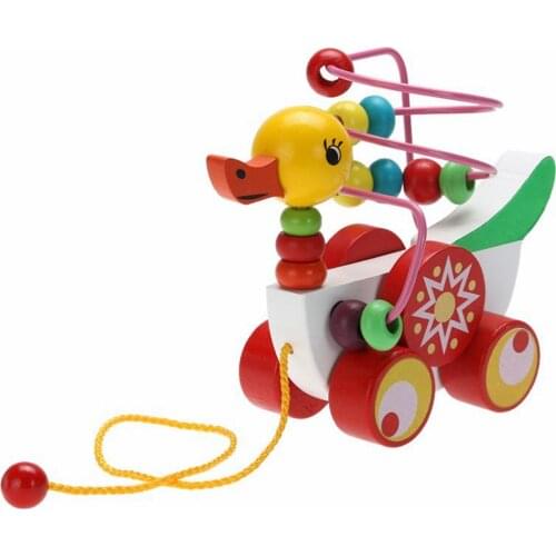 Duckling Trailer Toy Baby Wooden Toys Children Educational Toys 9 Months to 3 Year Olds Duckling Trailer Round Gifts