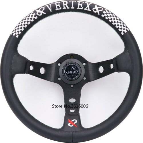 VERTEX 330mm jdm Racing Black Genuine Leather Drift Steering Wheel