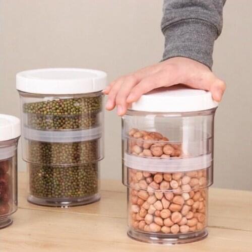 Retractable Kitchen Storage Jar PP Transparent Food Storage Container Stackable Airtight Cereal Jar Container Organizer