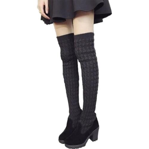 Women Woolen Boots With Thick Heels And Round Toe Long Boots Are Thin Over The Knee Thick Warm Boots Women Wool Long Boots Women