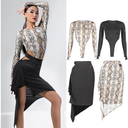 Sexy Latin Dance Clothes For Women Tops Skirt Latin Performance Wear Hollow Waist Long Sleeve Samba Costume Rumba Dress DNV14518