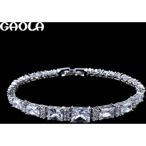 GAOLA New Fashion Luxury Wedding Bracelets Bangles Vintage Silver Color Bracelet Crystal Bracelets For Women GLS0233
