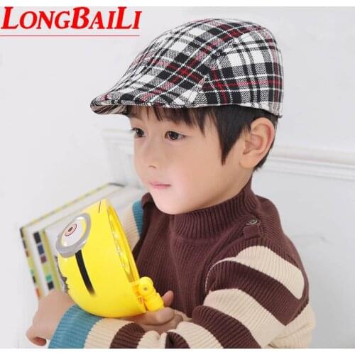 Winter Fashion Plaid Children Beret Hats Baby Boy Visors Newspaper Hats Free Shipping SHXB002