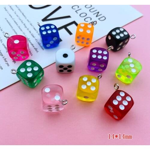 10pcs Resin Colorful Cute Transparent Dice Charm Pendant for Keychain, Earring, Scrapbooking, Jewelry DIY Making, Necklace