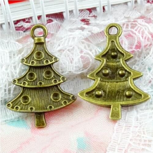 100pcs 17.7*25.5MM Christmas tree shape Pendants alloy Charms antique bronze Plated diy Jewelry Accessories