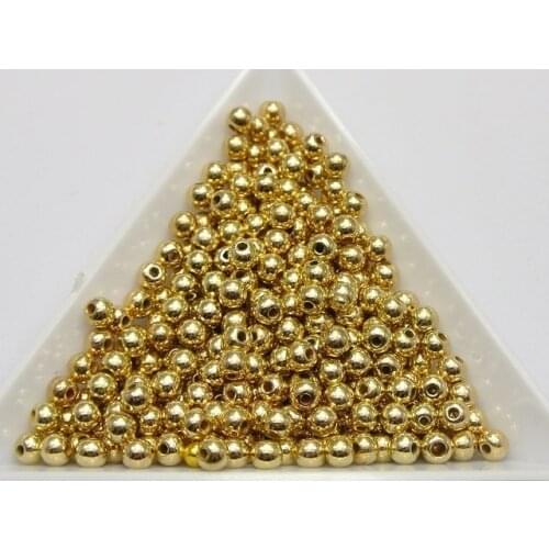 1000PCS Golden Tone Plastic Round Spacer Beads 4mm Smooth Ball Beads DIY Jewelry Accessories