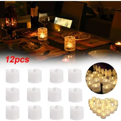12Pcs LED Tealight Candles Flameless Electric Fake Candle Wedding Birthday Atmosphere Valentines Day Wave Shape Candles Lamp