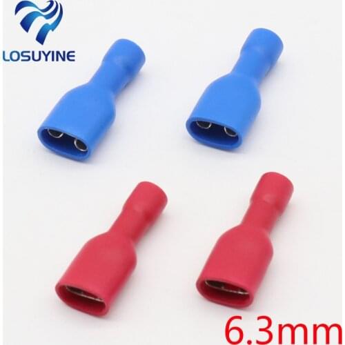 200pcs Fully Insulated Splice Wire Cable Connector 6.3mm Crimp Electrical Terminals 100 Red 100 Blue Kit Set