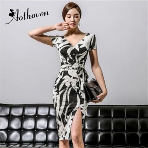 2018 Summer Print Dresses V Neck Short Sleeve Womens Dress Office Ladies Elegant Bandage Bodycon Sexy Party Midi Dress Vestidos